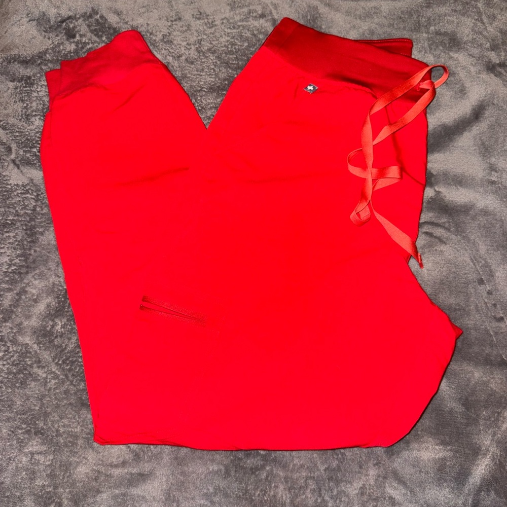 FIGS Red Scrub Pants with Drawstring